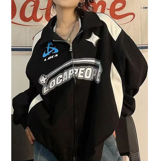 Oversized Y2K Graphic Jacket for Women